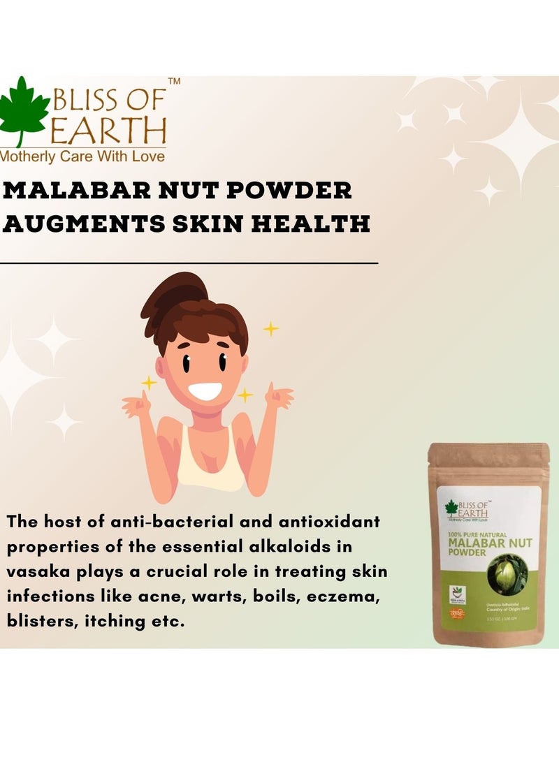 Pure & Natural Malabar Nut Powder Adusa Powder 100GM Vasika Powder Healthy Skin Natural Blood Purifier joint Pain Reliver Balance Pitta & Kapha Doshas Pack of 2