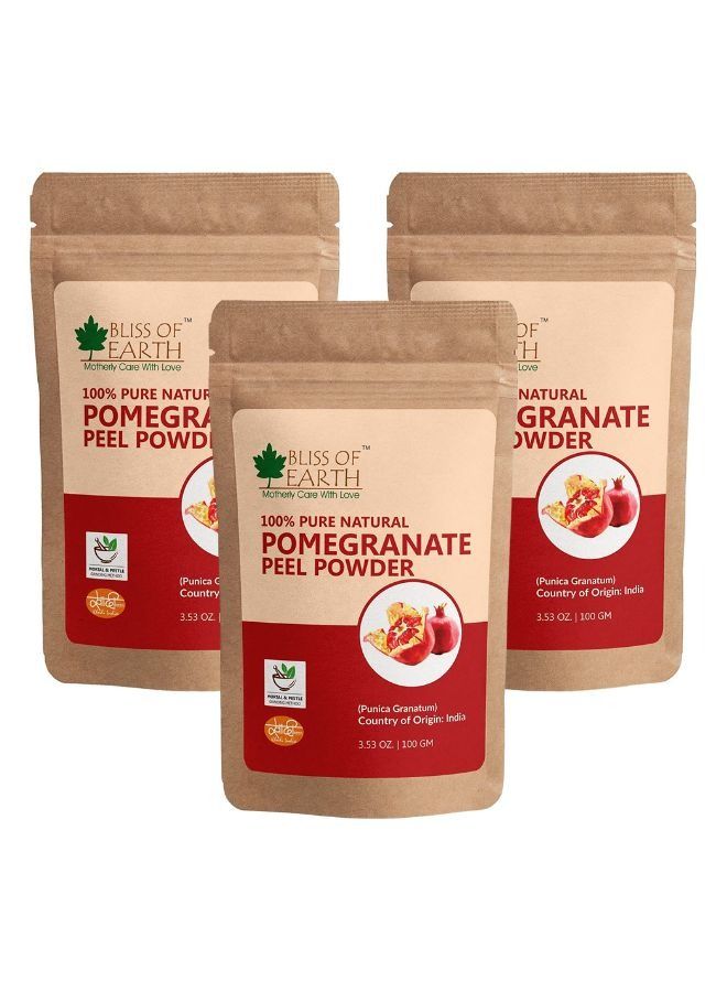 100% Pure & Natural Pomegranate Peel Powder 100GM Cure Pimple & Acne Remove Wrinkles Natural Sore Throat Reliver Anar Powder Pack of 3