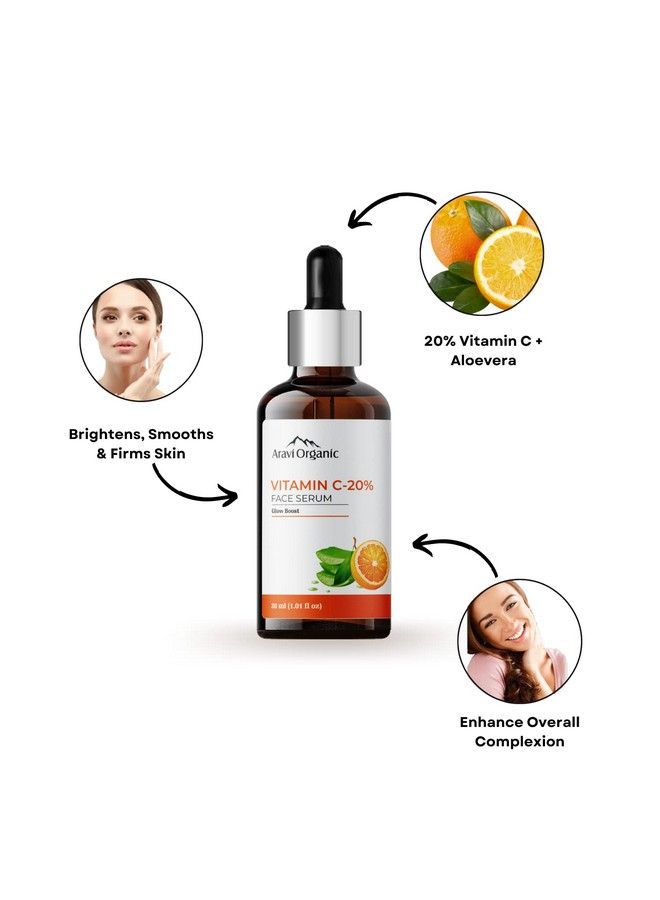 20% Vitamin C Serum & Vitamin E Oil For Face Whitening Pigmentation Radiant Skin Body Nail Dry Skin (30 Ml Each)