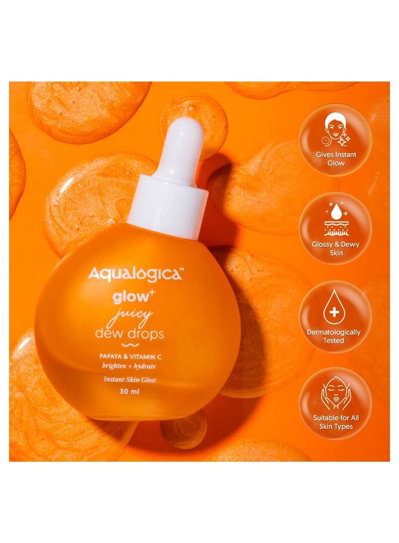 Aqualogica Glow Juicy Dew Drops for Instant Luminous Glow Papaya & Vitamin C Face Serum 30 ML