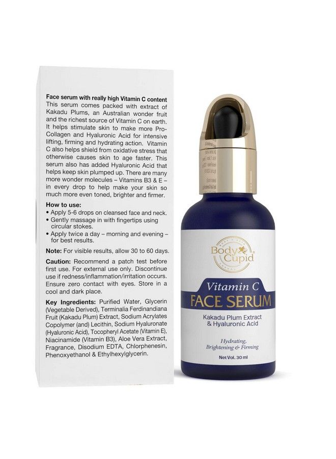 Vitamin C Face Serum With Hyaluronic Acid Hydrates Brightens & Firms Up Skin 30Ml