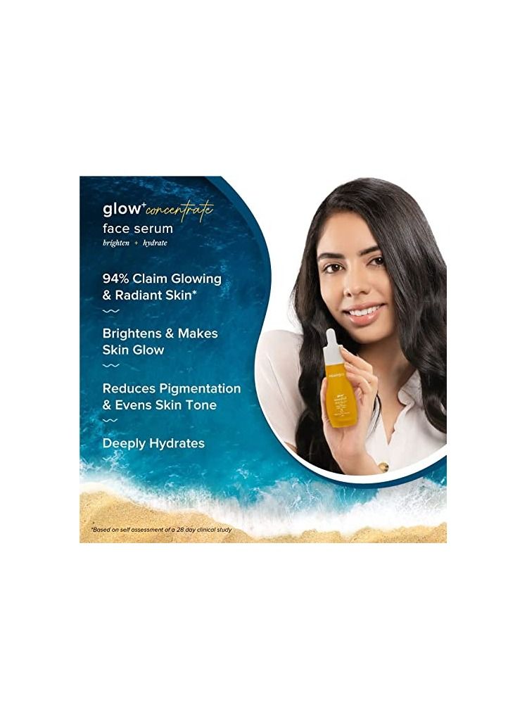 Aqualogica Glow+ Concentrate Face Serum for Glowing Skin & Skin Brightening with Vitamin C, Papaya & Hyaluronic Acid, Non Sticky, 30 Ml