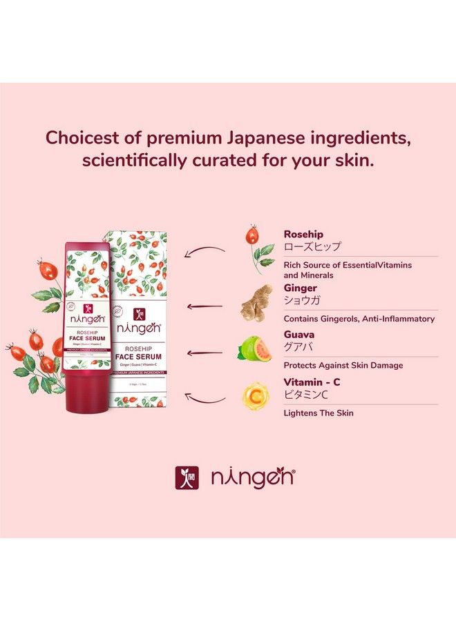 Rosehip Face Serum I Goodness Of Ginger Guava Vitaminc I Dermatologically Tested Paraben Free I Helps Reduce Fine Lines Improve Overall Skin Texture I 50G
