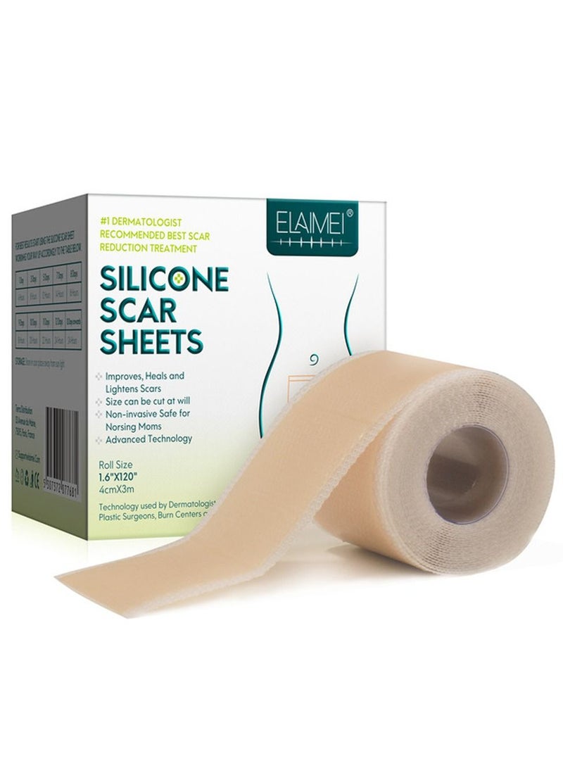 Silicone Scar Removal Sheets Roll -3m, Professional Silicone Sheet for Scars Caused by C-Section, Surgery, Burn, Acne, Stretch Marks,and more, Works on Old & New Scars