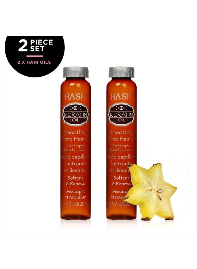 KERATIN Smoothing Hair Oil Vials for shine and frizz control for all hair types, color safe, gluten free, sulfate free, paraben free - 2 Hair Oil Vials