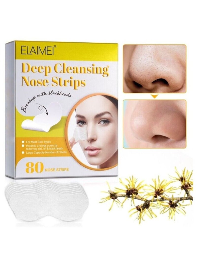 80 Pieces Deep Cleansing Nose Strips Remove Blackheads & Whiteheads Cleaning skin Shrinks Pores for Visible Clearer Skin & Blemishes Repairing for Men and Women