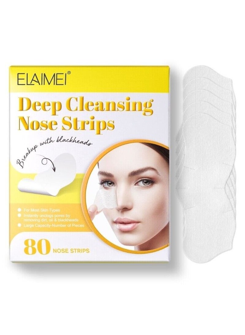 80 Pieces Deep Cleansing Nose Strips Remove Blackheads & Whiteheads Cleaning skin Shrinks Pores for Visible Clearer Skin & Blemishes Repairing for Men and Women