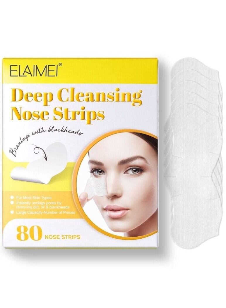 80 Pcs Nose Cleansing Strips Instant Pore Cleaner for Nose Area Blackheads Whiteheads Instant Pore Cleaner for Sensitive Dirt and Oily Skin  Deep Cleansing Nose Strips