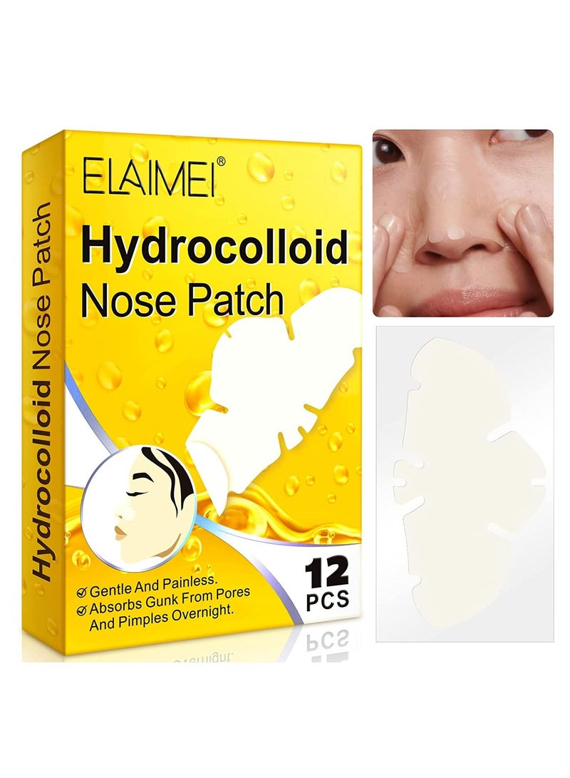 12 Pieces Hydrocolloid Nose Patch Cleansing Pore Strip for Nose Pores Pimples Zits and Oil Overnight Pore Strips to Absorb Acne Nose Gunk