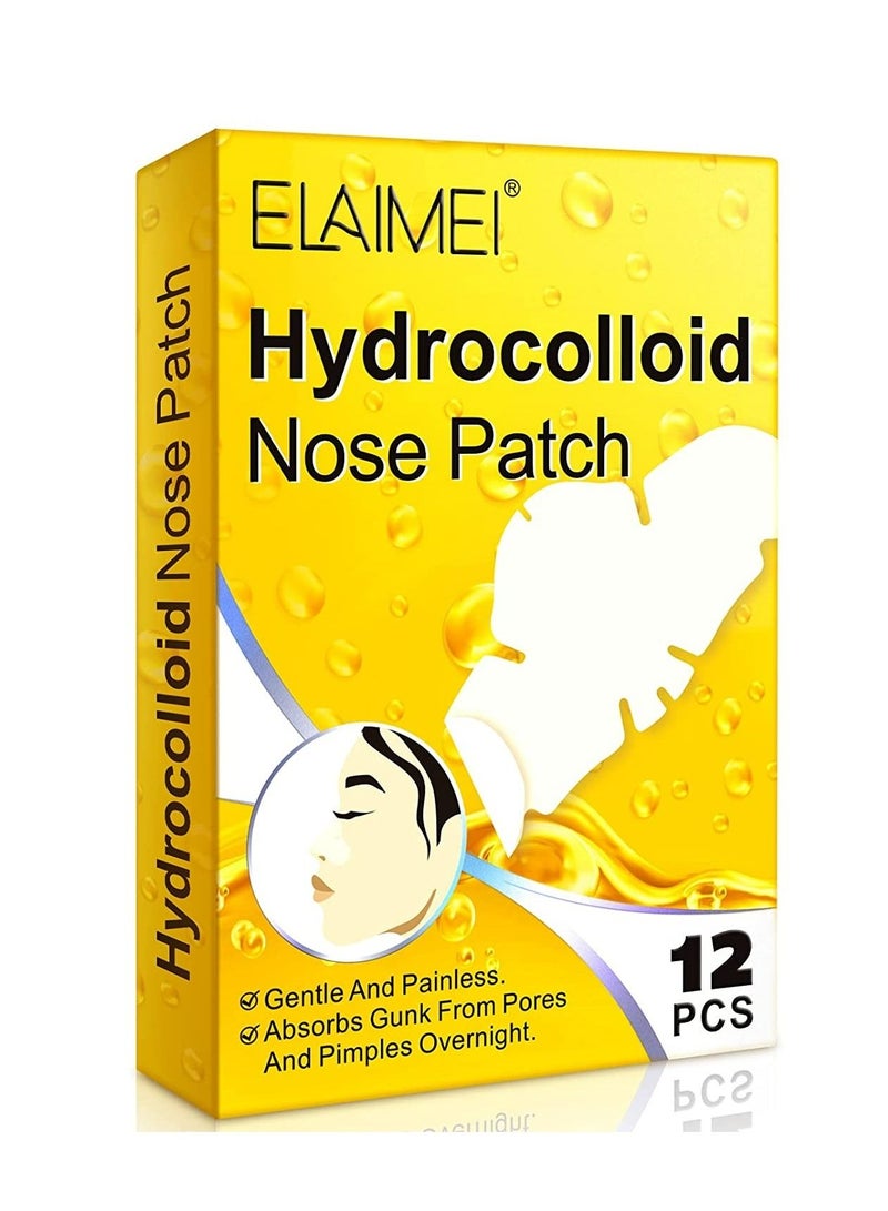 12 Pieces Hydrocolloid Patches for Nose Pores Pimples Zits and Oil Dermatologist Approved Overnight Pore Strips to Absorb Acne Nose Gunk