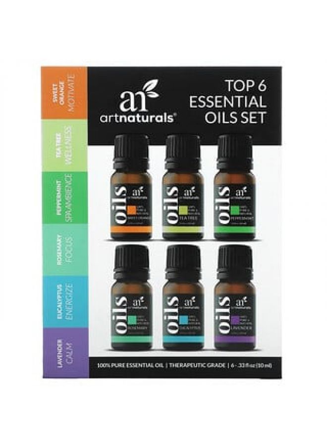 Artnaturals Top 6 Essential Oils Set 6 Piece Set .33 fl oz 10 ml Each