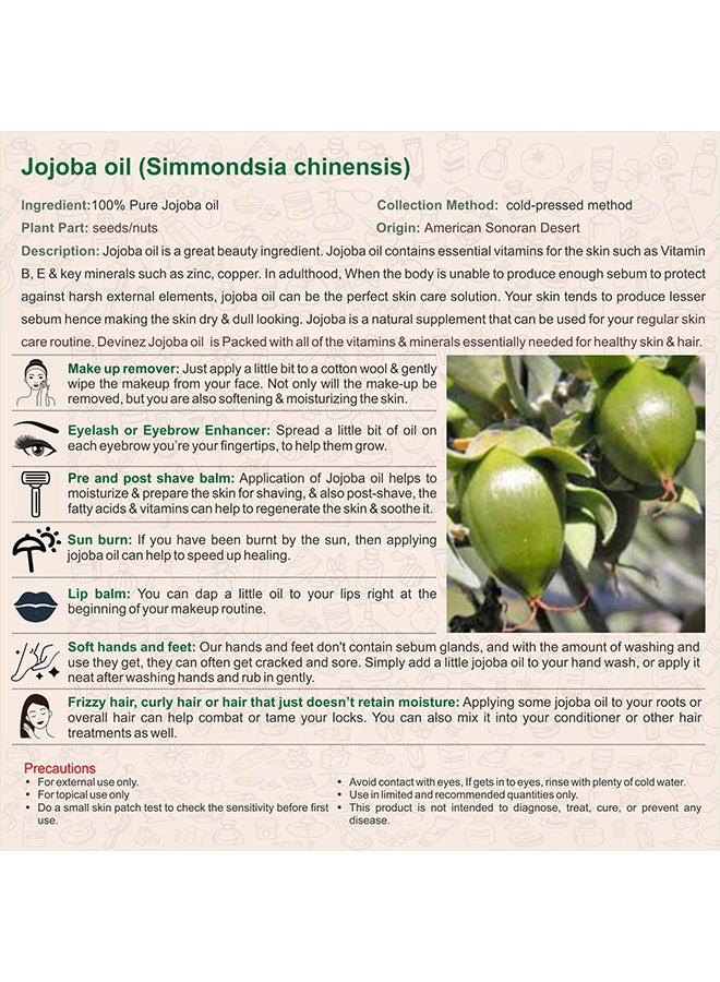 Jojoba Virgin Cold Pressed Moisturizer Oil 100ml