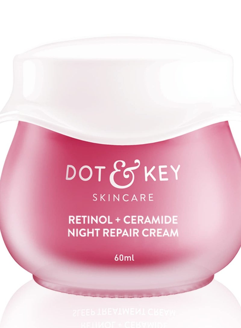 Dot & Key Night Reset Retinol   Ceramide Night Cream  Anti Aging Cream For Women and Men Reduces Fine Lines and Wrinkles  Oil Free and Non Sticky Moisturizer   For Glowing Youthful Skin  For All Skin