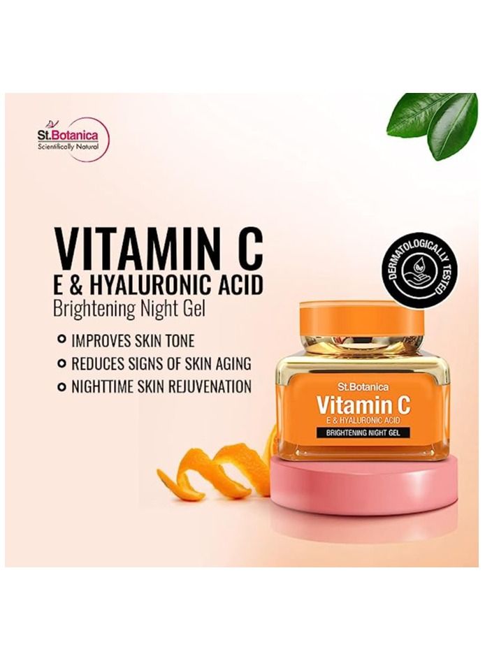St.Botanica Vitamin C, E & Hyaluronic Acid Brightening Night Gel, 50 g (Night Cream)