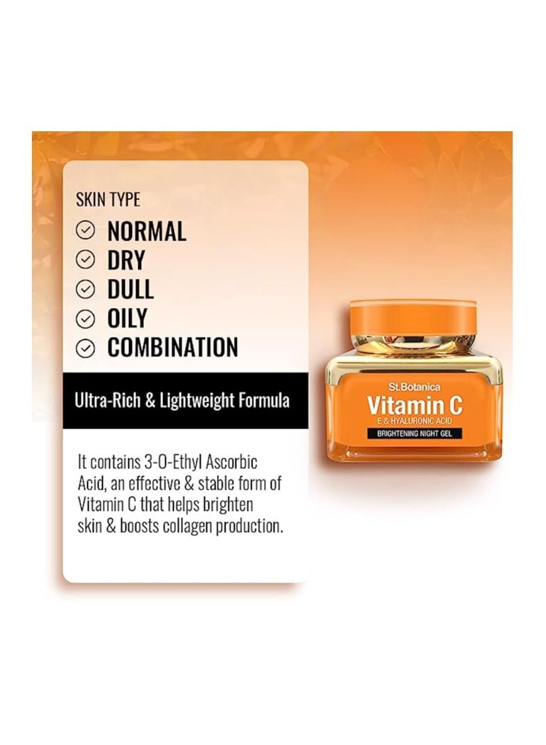 St.Botanica Vitamin C, E & Hyaluronic Acid Brightening Night Gel, 50 g (Night Cream)