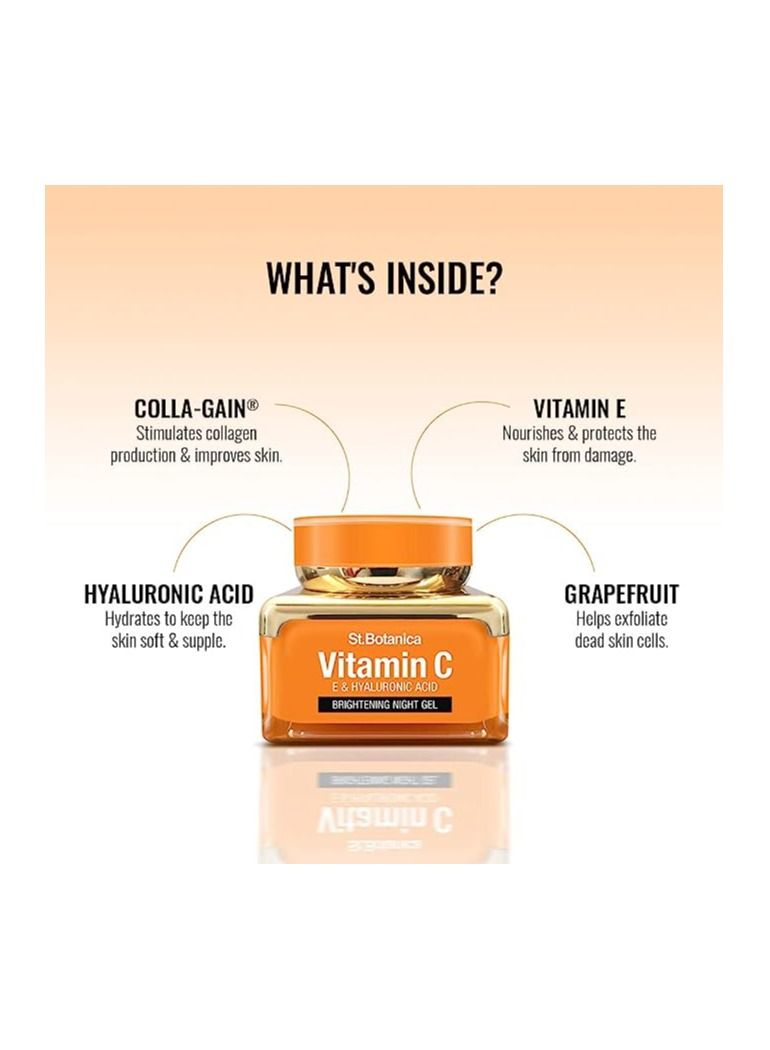St.Botanica Vitamin C, E & Hyaluronic Acid Brightening Night Gel, 50 g (Night Cream)