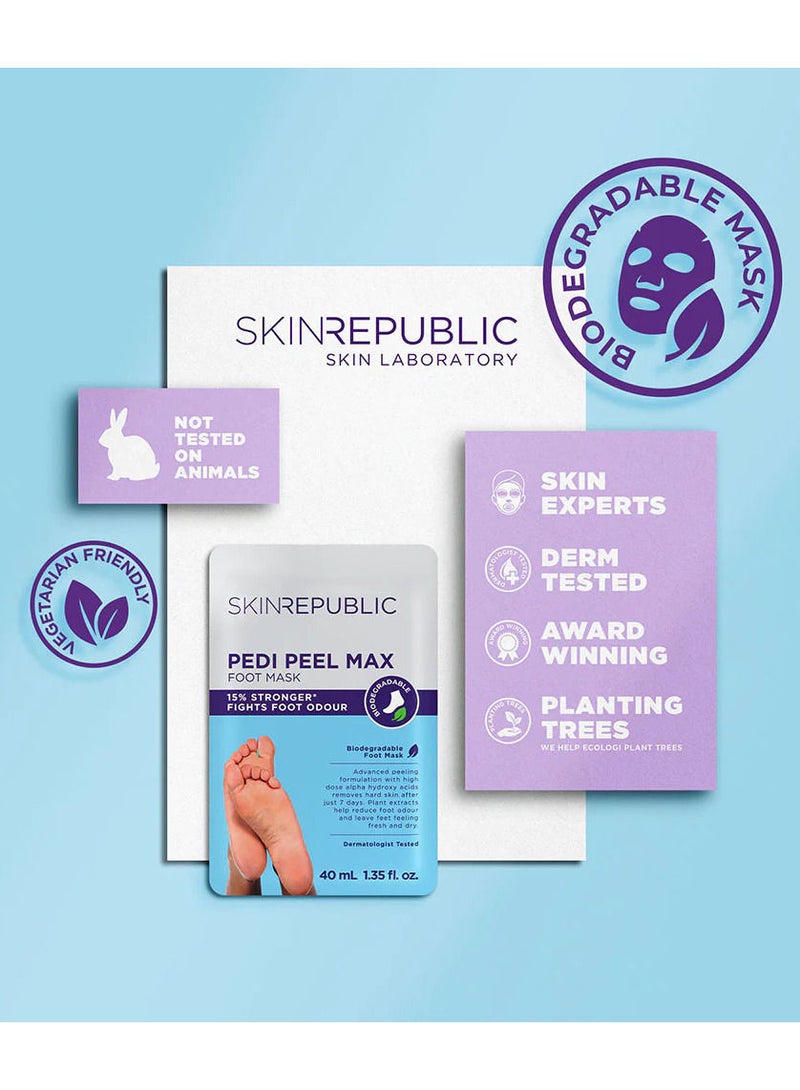 Pedi Peel Foot Mask (1 Pair) – Exfoliating Foot Mask with AHA, Tannic Acid & Ginkgo Biloba, Removes Hard Skin, Cracked Heels & Calluses in 7 Days, Fights Odour, Smooths & Repairs Skin