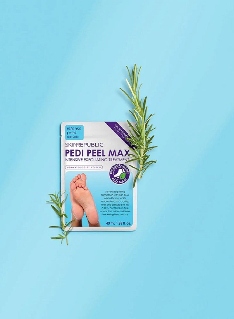 Pedi Peel Foot Mask (1 Pair) – Exfoliating Foot Mask with AHA, Tannic Acid & Ginkgo Biloba, Removes Hard Skin, Cracked Heels & Calluses in 7 Days, Fights Odour, Smooths & Repairs Skin