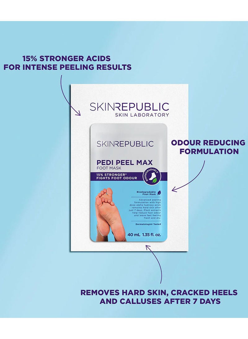 Pedi Peel Foot Mask (1 Pair) – Exfoliating Foot Mask with AHA, Tannic Acid & Ginkgo Biloba, Removes Hard Skin, Cracked Heels & Calluses in 7 Days, Fights Odour, Smooths & Repairs Skin