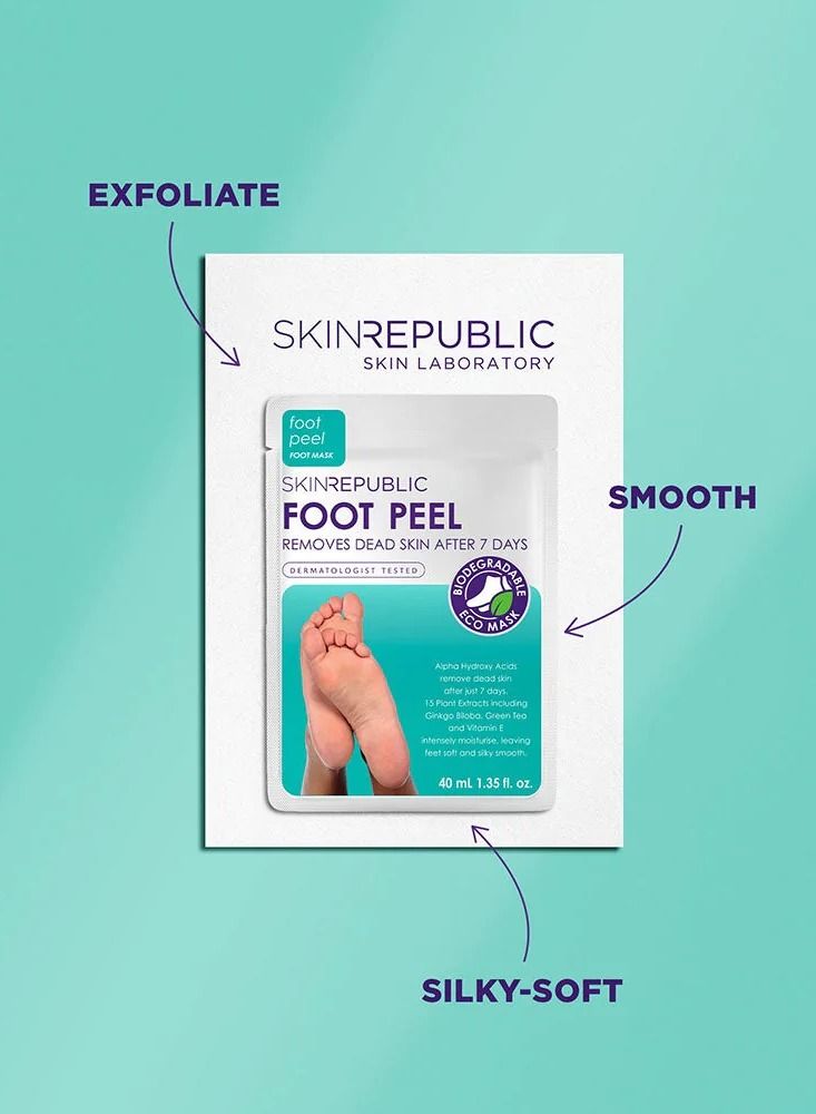 Foot Peel Mask (1 Pair) – Exfoliating Foot Mask with AHA, Ginkgo Biloba & Vitamin E, Removes Dead Skin, Repairs Cracked Heels, Softens Calluses, Smooths & Hydrates Dry & Rough Feet