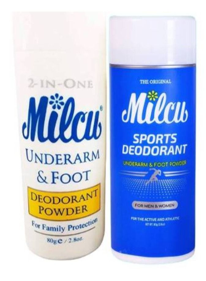 Milcu Underarm & Foot Deodorant Powder 80g and  Sports Deodorant 80g