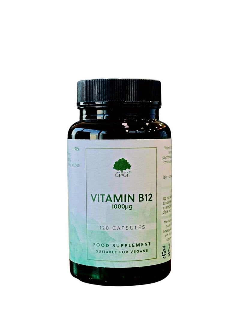 Vitamin B12 Methylcobalamin 1000ug, . Kosher approved Vitamins - 120 Capsules
