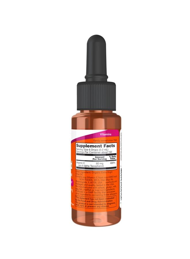 NOW VITAMIN E LIQUID D-ALPHA TOCOPHEROL 30 ML