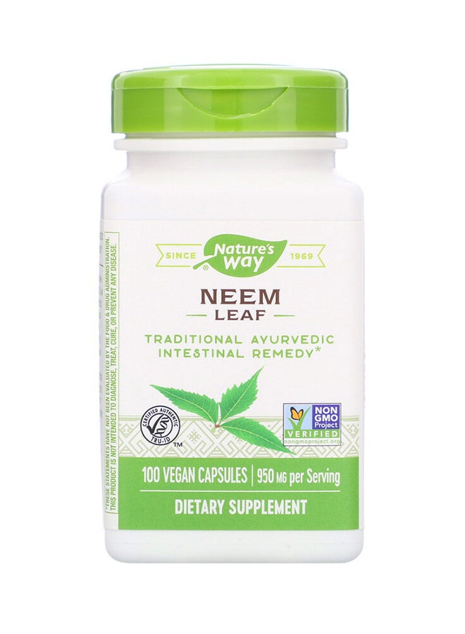 Dietary Supplement  Premium Herbal Neem Leaf 950 mg - 100 Capsules