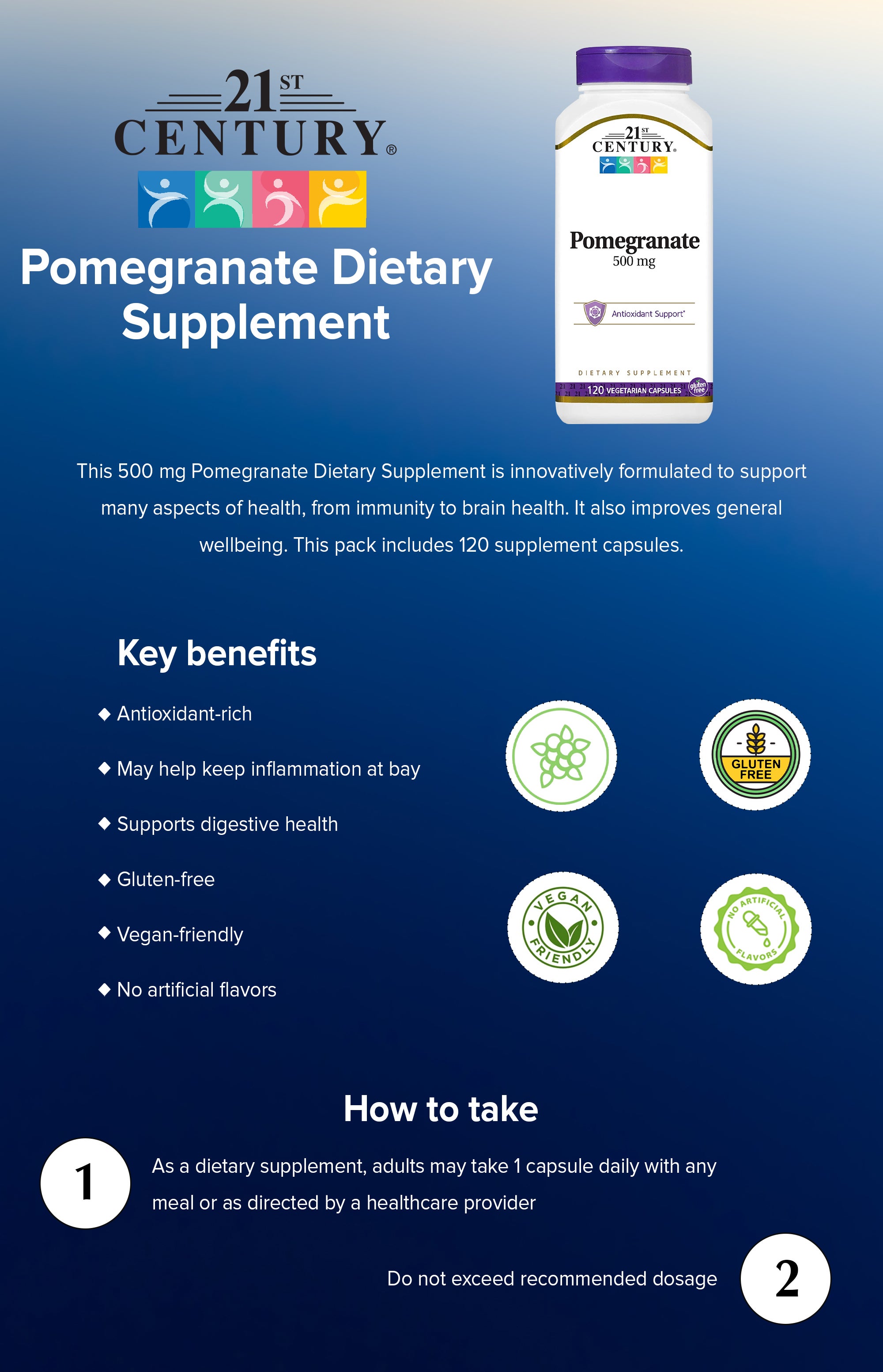 Pomegranate MG Dietary Supplement - 120 Vegetarian Capsules