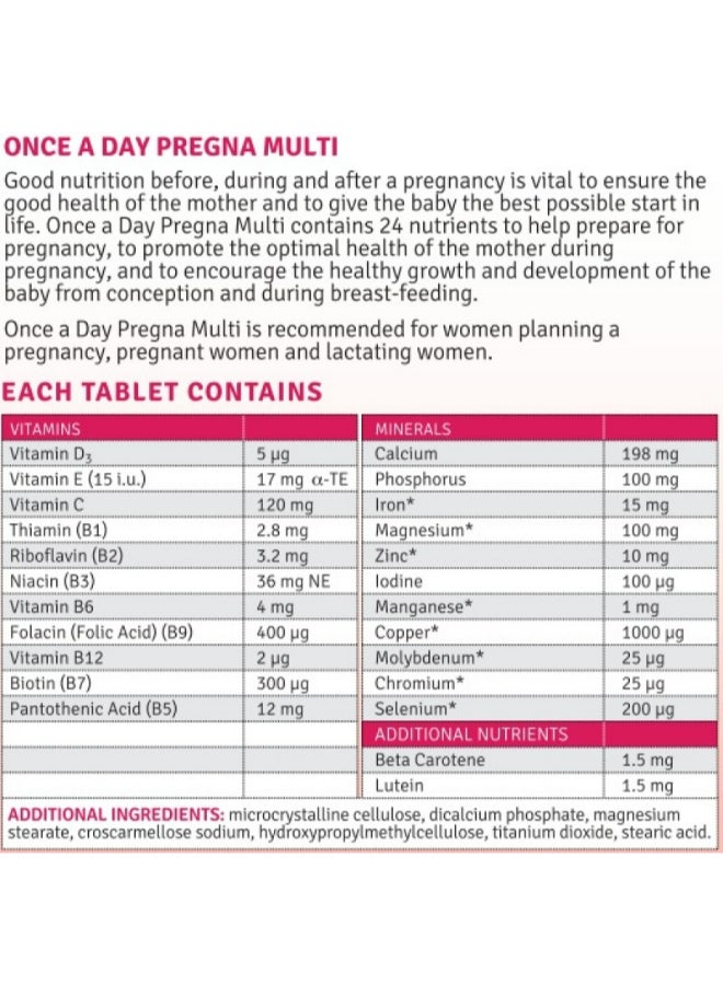 Pregna Multi - To Help Prepare Healthy Pregnancy  30 Tablets