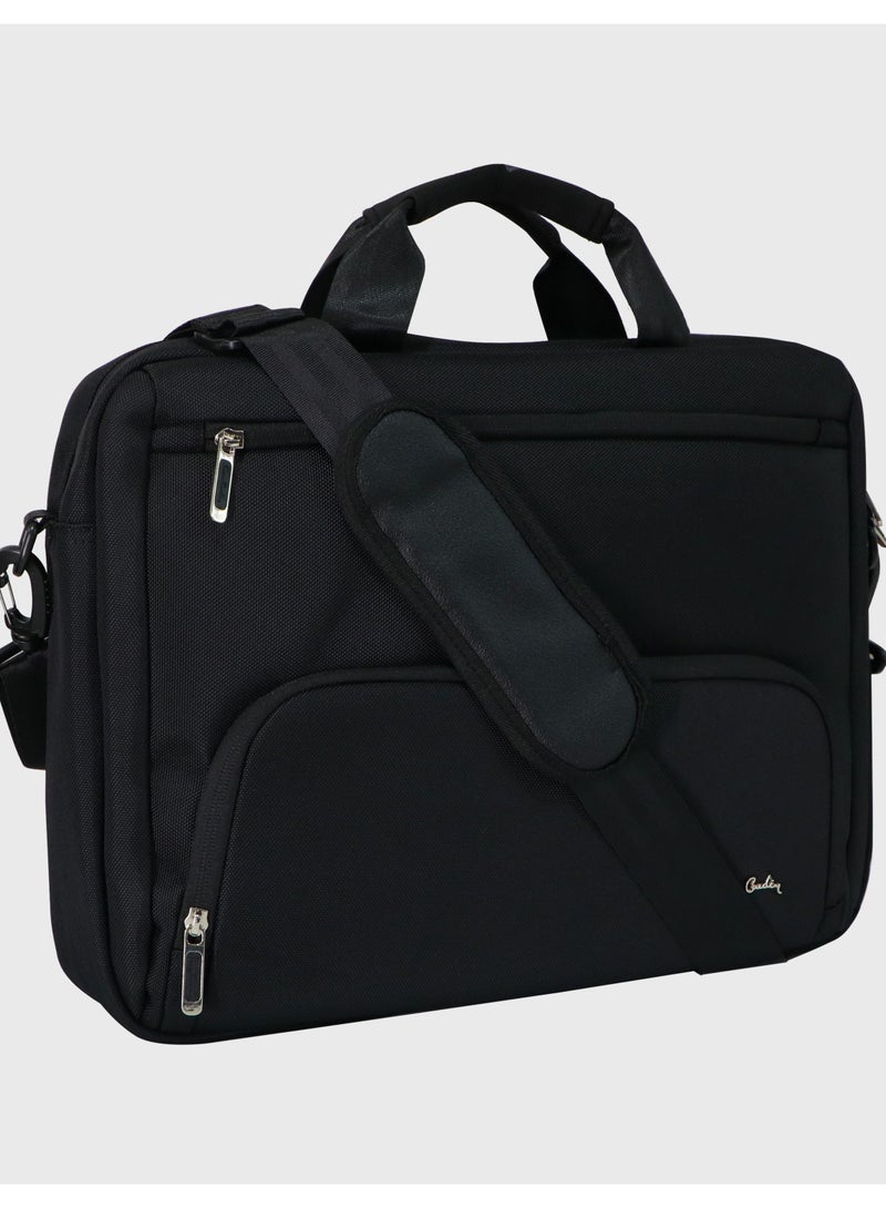 Premium Business Laptop Briefcase 15.6-Inch Laptop Bag Large Capacity Messenger Bag Soft Top Handle Handbag with Long Straps Travel Office Work Black