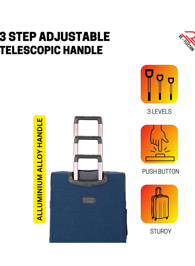 Reflection 24 Inch Crinkle Carry-on Suitcase Lightweight Vertical Series Travel Soft Luggage Trolley with 84L Storage Capacity and 4 Spinner Wheels Grey