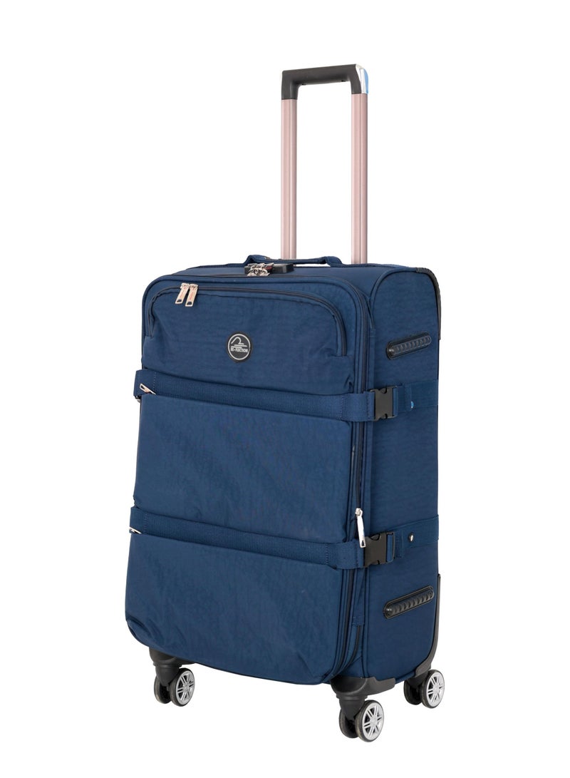 Reflection 24 Inch Crinkle Carry-on Suitcase Lightweight Vertical Series Travel Soft Luggage Trolley with 84L Storage Capacity and 4 Spinner Wheels Grey