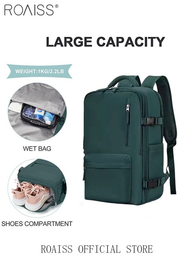 Travel Backpack for Men Women Carry On Backpack with USB Charging Port Shoe Compartment 15.6 Inch Laptop Backpack Flight Approved College School Bag Casual Daypack for Weekender Business Hiking