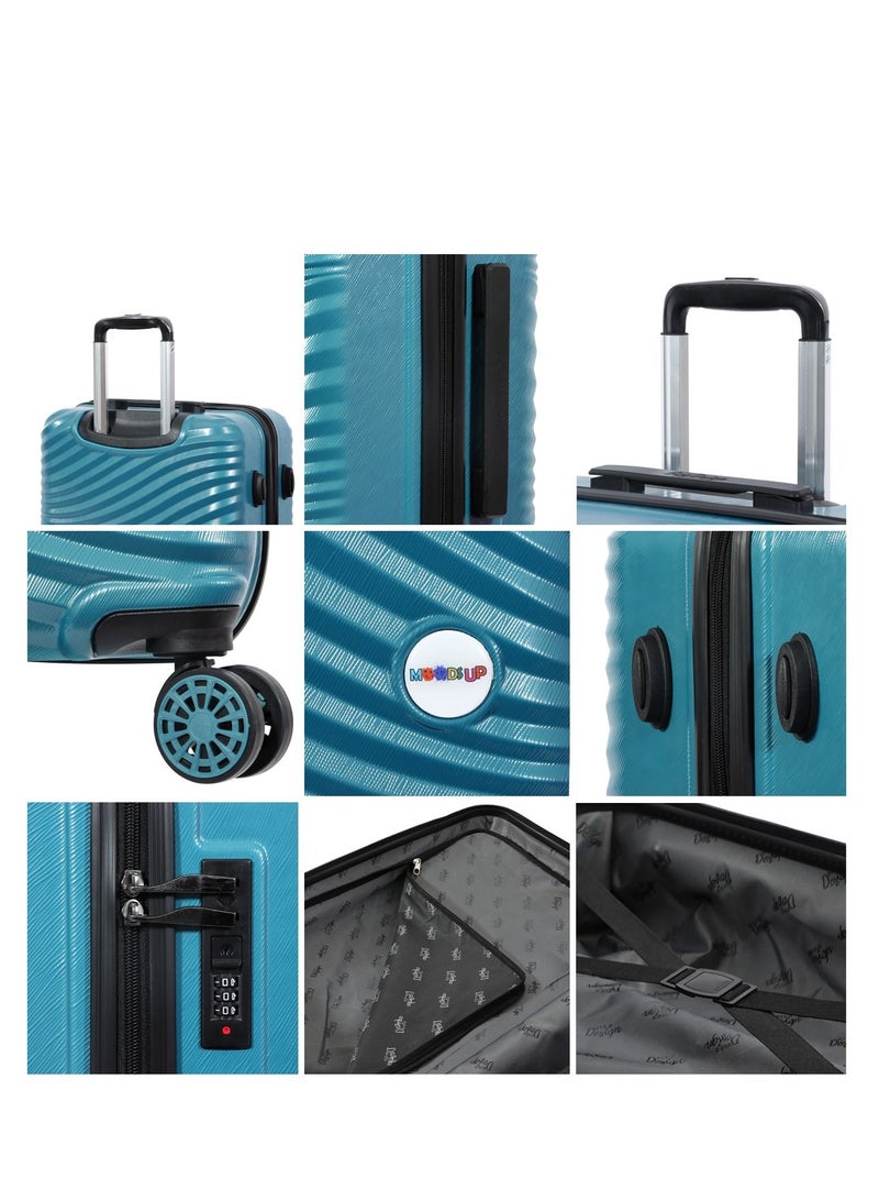 Biggdesign Lightweight Moods Up Carry On Luggage with Spinner Wheel and Lock System Steel Blue 20-Inch