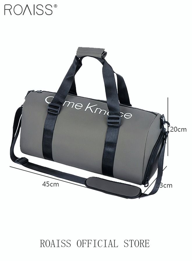 Unisex Gym Duffel Bag Shoes Compartment Lightweight Waterproof Multipurpose Large Capacity Outdoor Luggage Handbag for Fitness Sports Swimming Travel Grey
