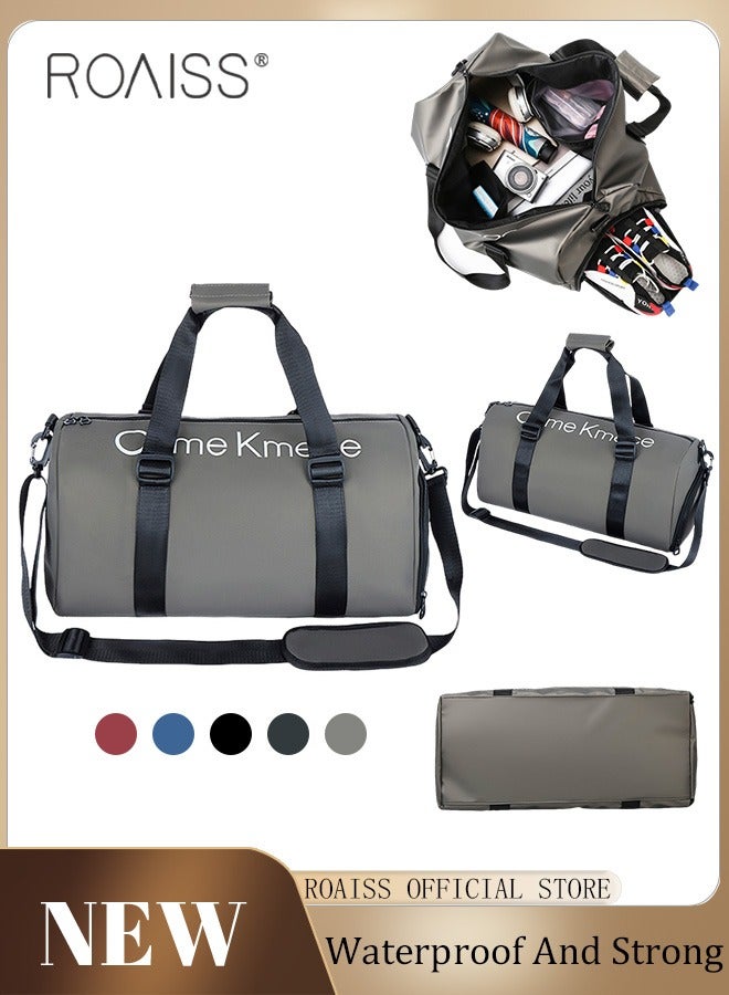 Unisex Gym Duffel Bag Shoes Compartment Lightweight Waterproof Multipurpose Large Capacity Outdoor Luggage Handbag for Fitness Sports Swimming Travel Grey