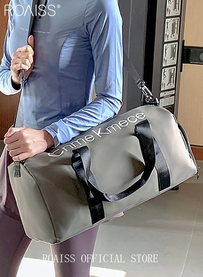 Unisex Gym Duffel Bag Shoes Compartment Lightweight Waterproof Multipurpose Large Capacity Outdoor Luggage Handbag for Fitness Sports Swimming Travel Grey
