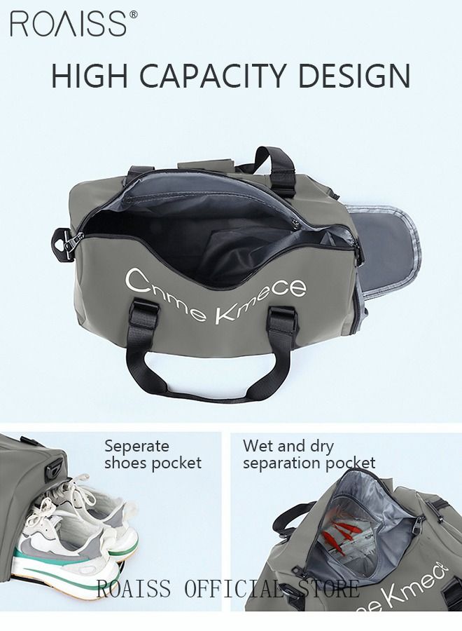 Unisex Gym Duffel Bag Shoes Compartment Lightweight Waterproof Multipurpose Large Capacity Outdoor Luggage Handbag for Fitness Sports Swimming Travel Grey