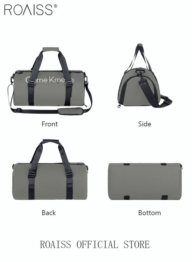 Unisex Gym Duffel Bag Shoes Compartment Lightweight Waterproof Multipurpose Large Capacity Outdoor Luggage Handbag for Fitness Sports Swimming Travel Grey