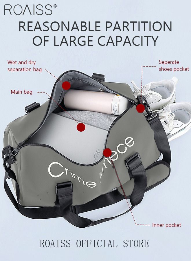 Unisex Gym Duffel Bag Shoes Compartment Lightweight Waterproof Multipurpose Large Capacity Outdoor Luggage Handbag for Fitness Sports Swimming Travel Grey