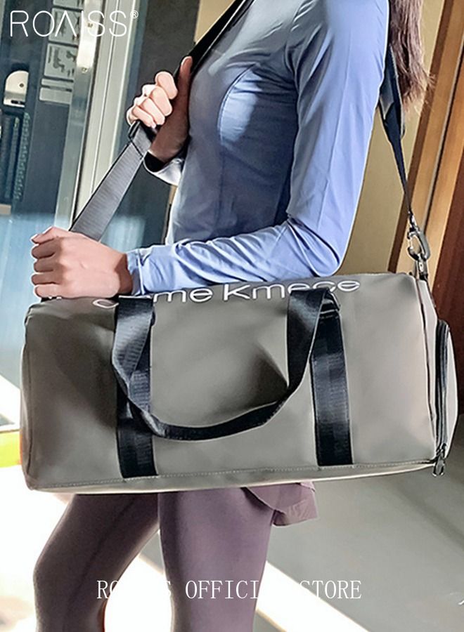 Unisex Gym Duffel Bag Shoes Compartment Lightweight Waterproof Multipurpose Large Capacity Outdoor Luggage Handbag for Fitness Sports Swimming Travel Grey