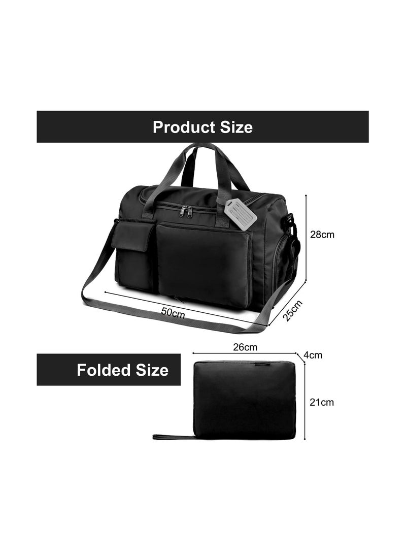 Travel Duffel Bag Large Capacity Gym Overnight Weekend Bags for Women Foldable Hospital Bag with Wet and Dry Separation Portable Holdall Cabin Bag for Sports and Travel