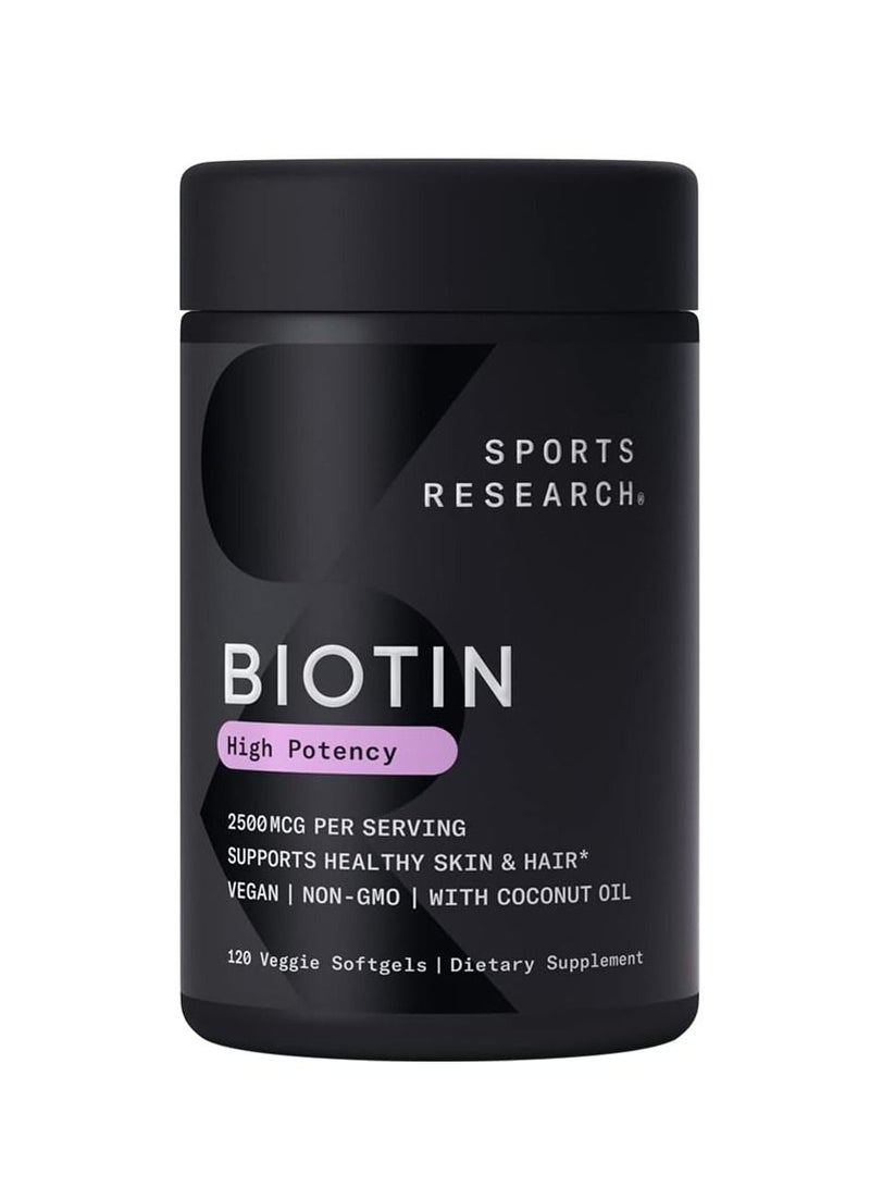Sports Research Biotin Essential Vitamin 120 Veggie 2500 mcg 120 softgels