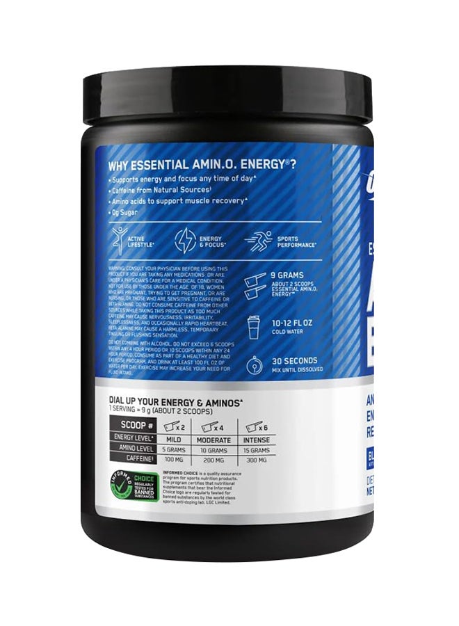 Amino Energy - Pre Workout With Green Tea, Bcaa, Amino Acids, Keto Friendly, Green Coffee Extract, 0 Grams of Sugar, Anytime Energy Powder - Blue Raspberry, 270 G , 30 Servings