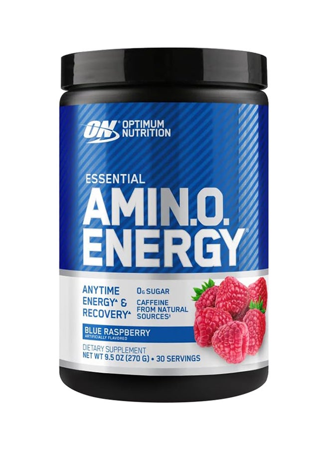 Amino Energy - Pre Workout With Green Tea, Bcaa, Amino Acids, Keto Friendly, Green Coffee Extract, 0 Grams of Sugar, Anytime Energy Powder - Blue Raspberry, 270 G , 30 Servings