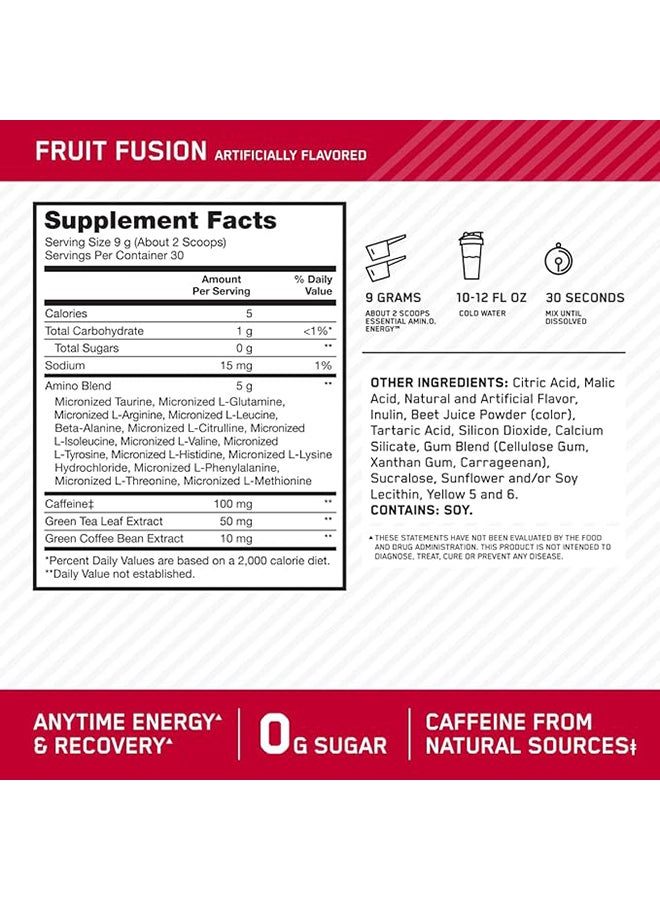 Essential Amino Energy Fruit Fusion 9.5oz 270g 30 Servings