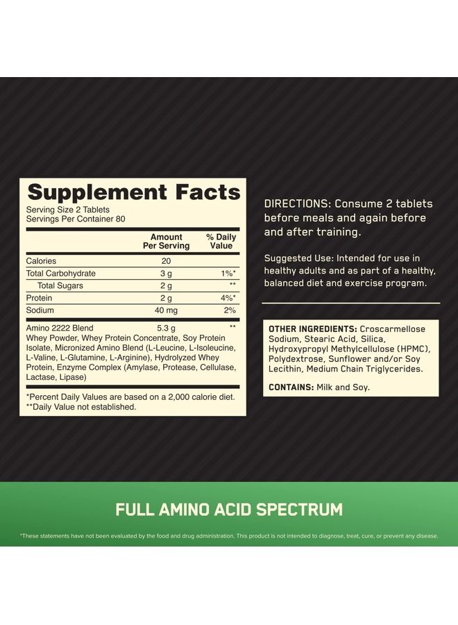 Superior Amino 2222 Tablets - 80 Servings