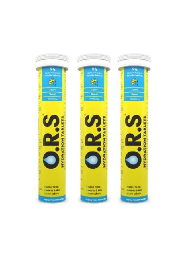 Hydration Tablets With Electrolytes Vegan Gluten And Lactose Free Formula Natural Lemon Flavor 24 Count Pack Of 3