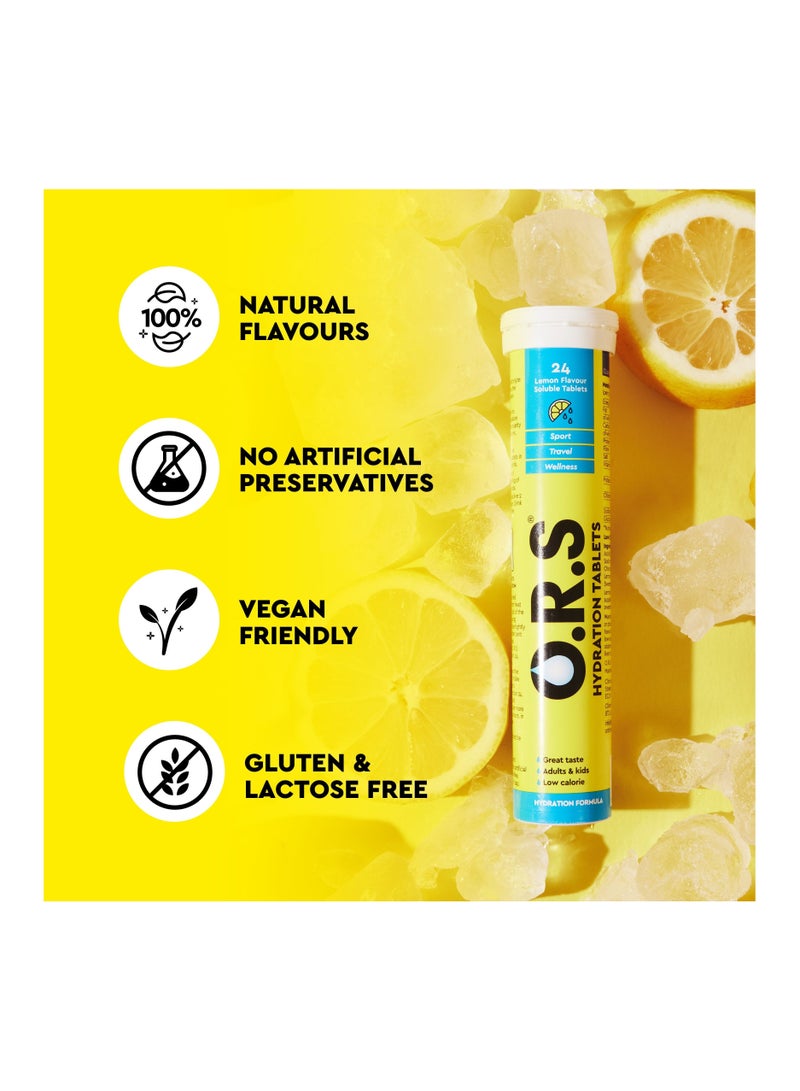Hydration Tablets With Electrolytes Vegan Gluten And Lactose Free Formula Natural Lemon Flavor 24 Count Pack Of 3